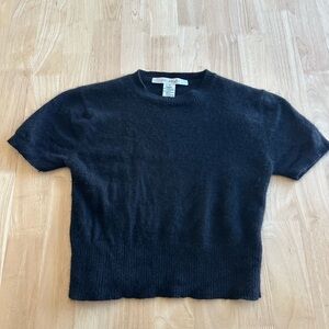 Women’s Black Cropped Sweater with Lambswool and Angora